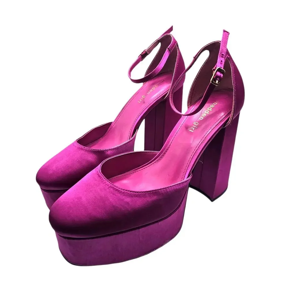 Madden Girl Magenta Pink Satin Dion Platform High Heel Pump
